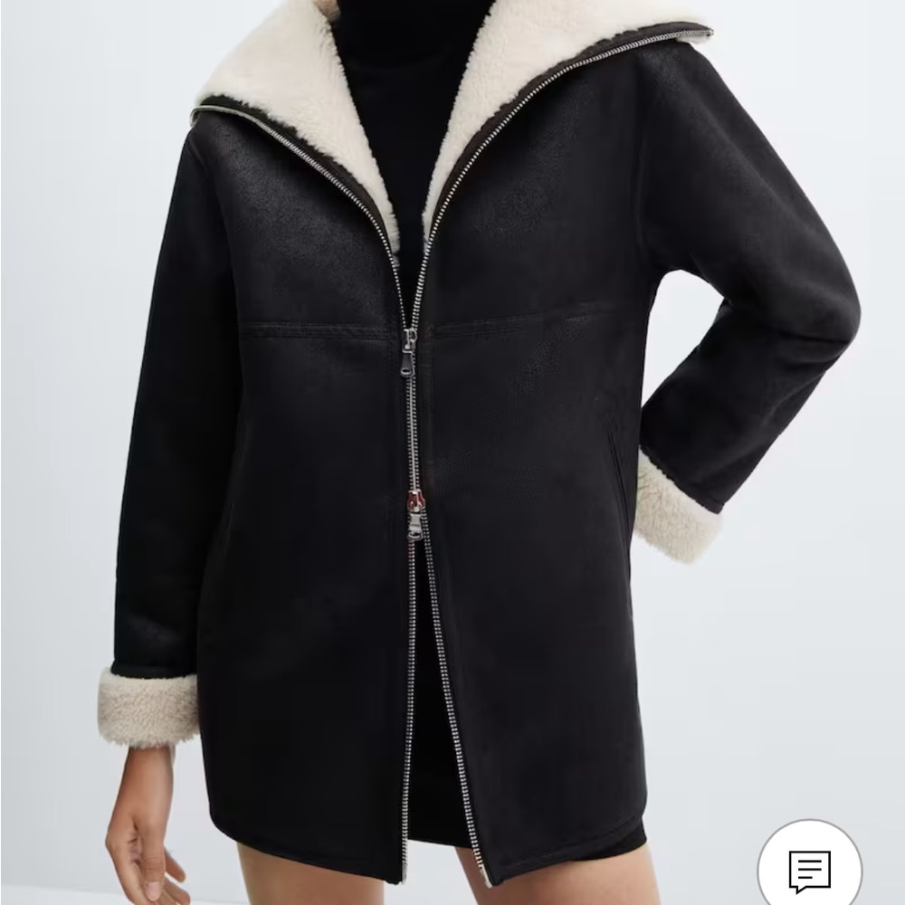 MANGO shearling lined leather jacket